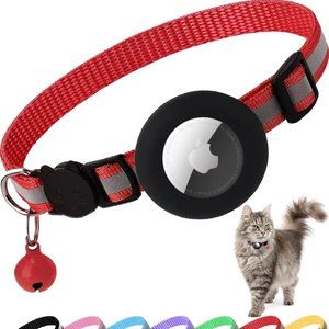 Airtag Cat Collar Breakaway, Reflective Kitten Collar with Apple Air Tag Holder